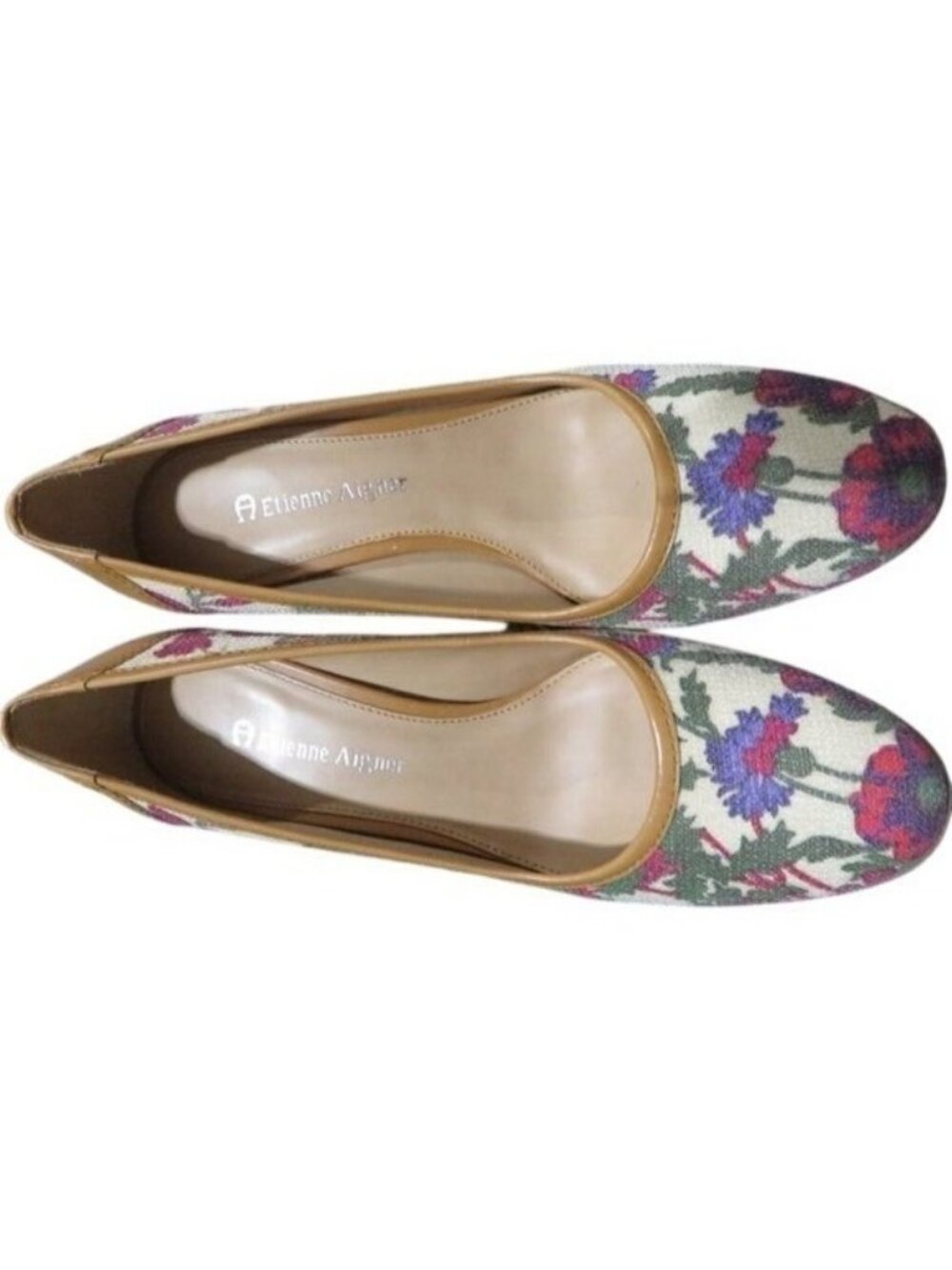 Etienne Aigner Vintage Italian Patent leather and floral canvas pumps size 5.5 - Picture 3 of 13